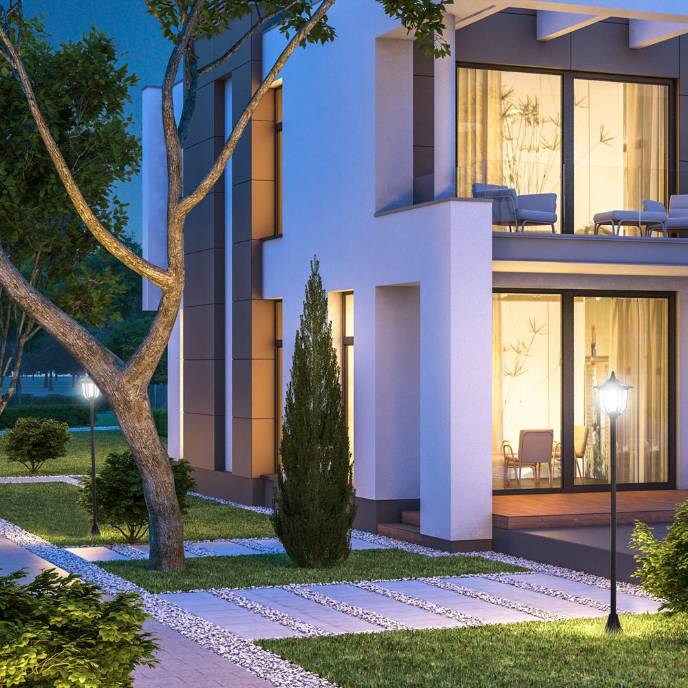 Lot de 2 lampes de jardin LED avec interrupteur automatique, noir