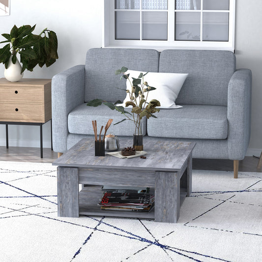 Table basse moderne avec étagère de rangement, grise