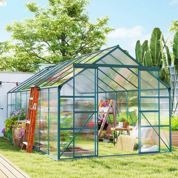 Serre de jardin en aluminium et polycarbonate, verte