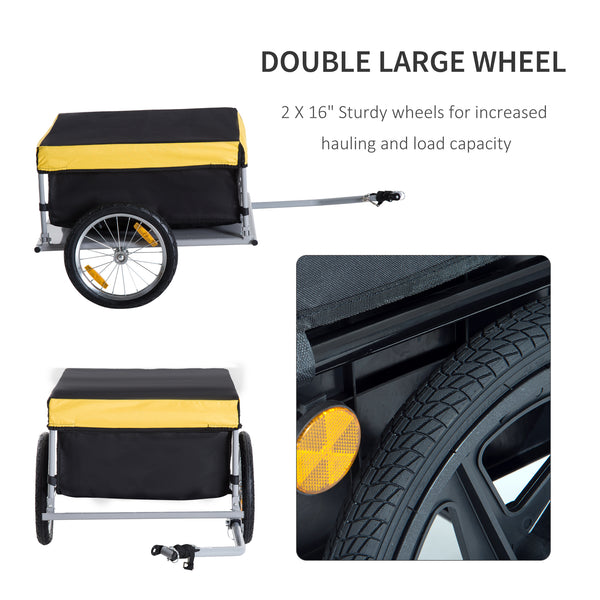 Folding bicycle trailer, yellow and black