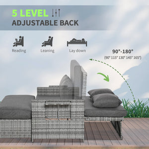 Ensemble de jardin convertible en lit, gris