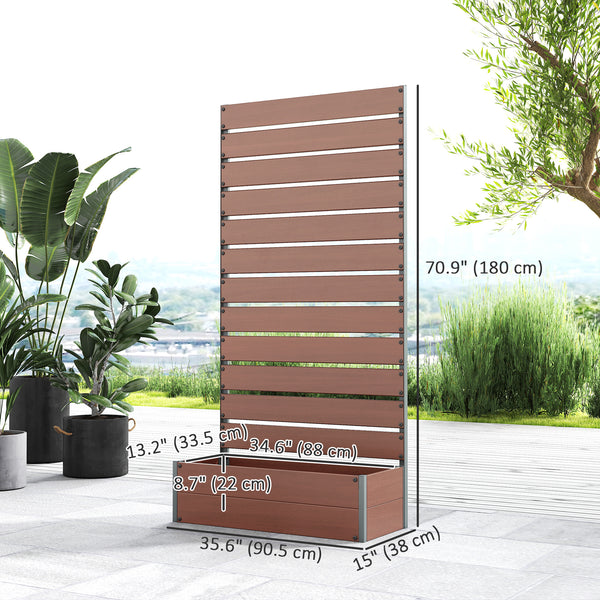 Jardinière surélevée avec treillis pour plantes grimpantes, marron clair