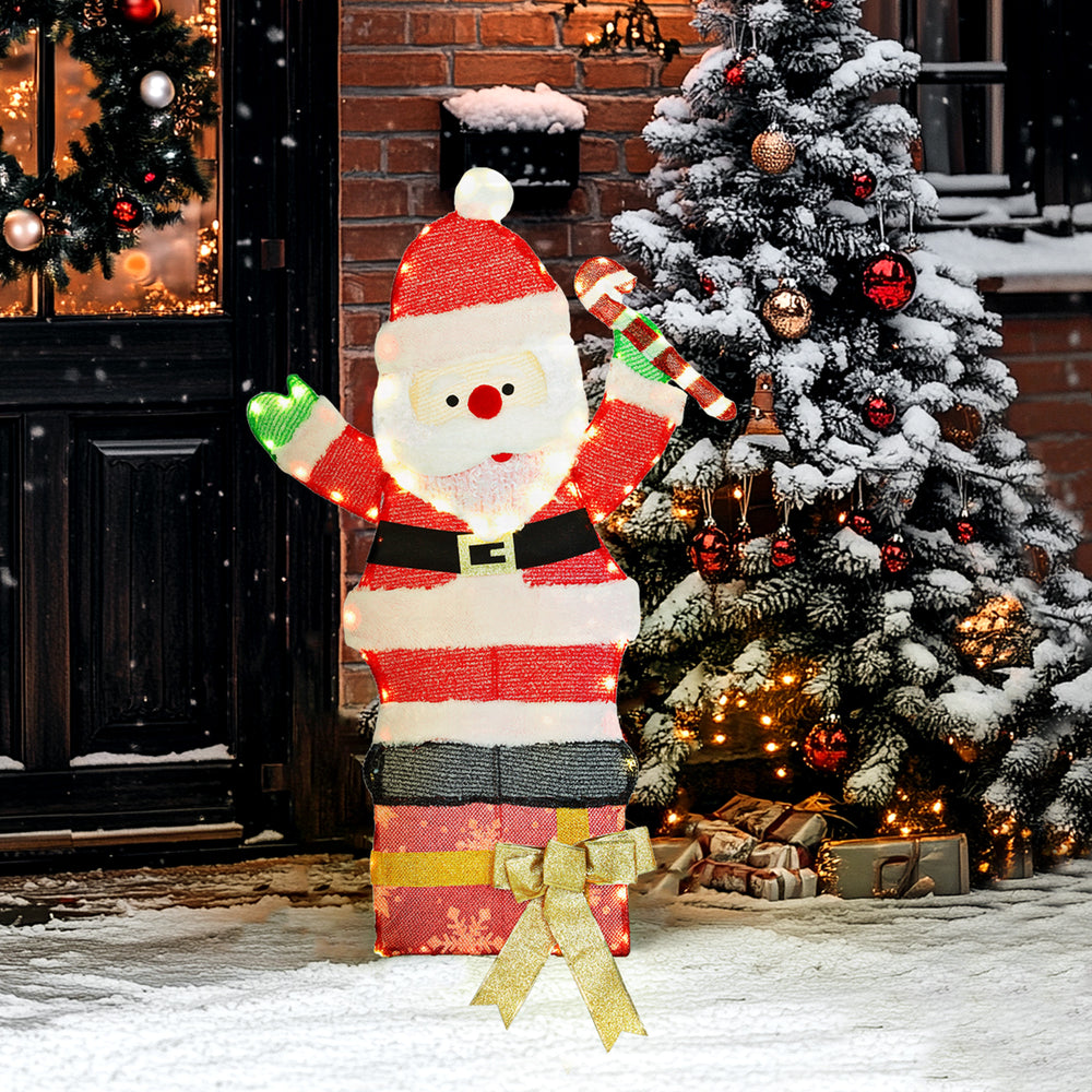 Père Noël illuminé de 90 cm avec 97 LED, piquets et attaches zippées