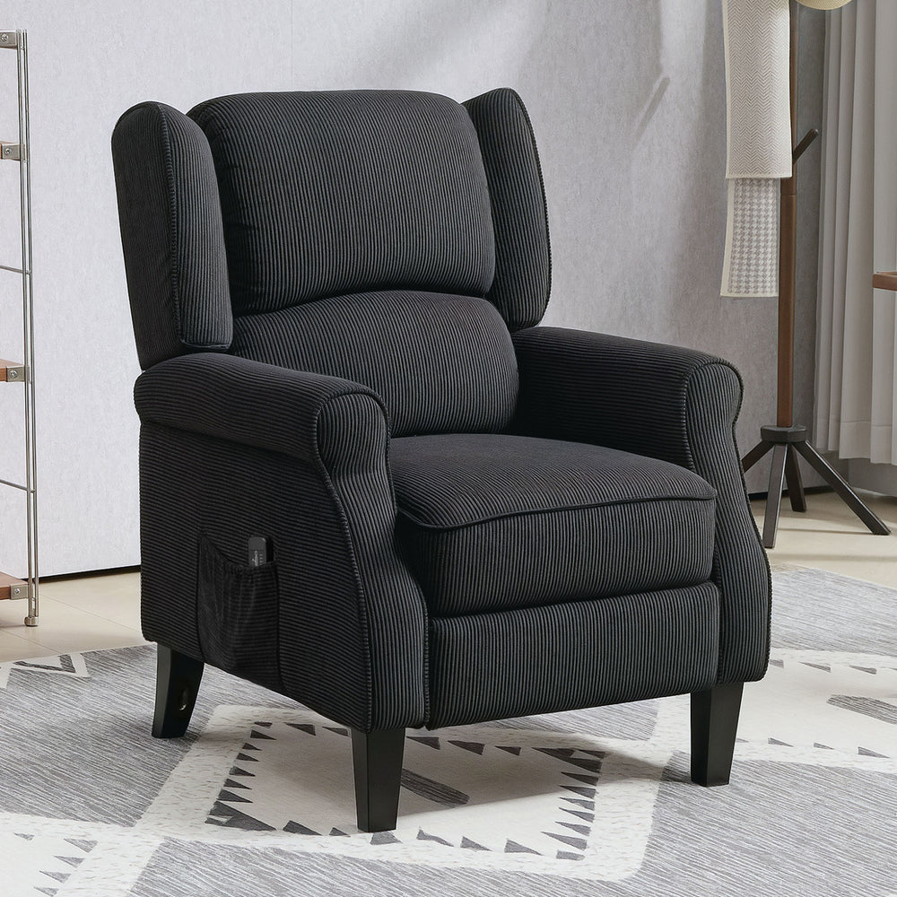 Fauteuil de massage par vibrations pour salon, avec repose-pieds extensible, télécommande, poche, noir