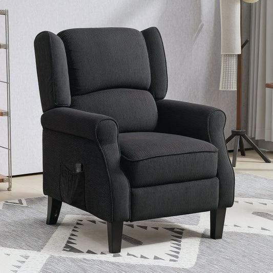 Fauteuil de massage par vibrations pour salon, avec repose-pieds extensible, télécommande, poche, noir
