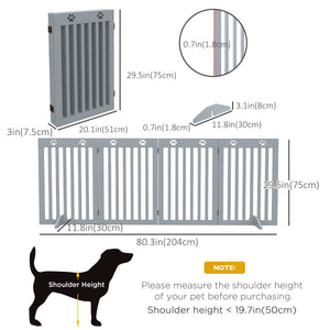 Extra-wide pet gate with support feet, light gray