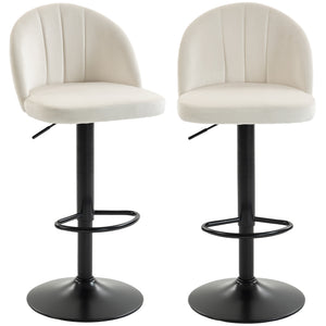 Ensemble de 2 tabourets de bar pivotants avec repose-pieds, blanc crème