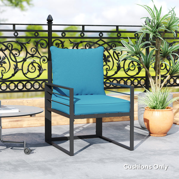 Coussins de chaise de patio épais et profonds pour siège d'extérieur avec coussin de dossier, turquoise