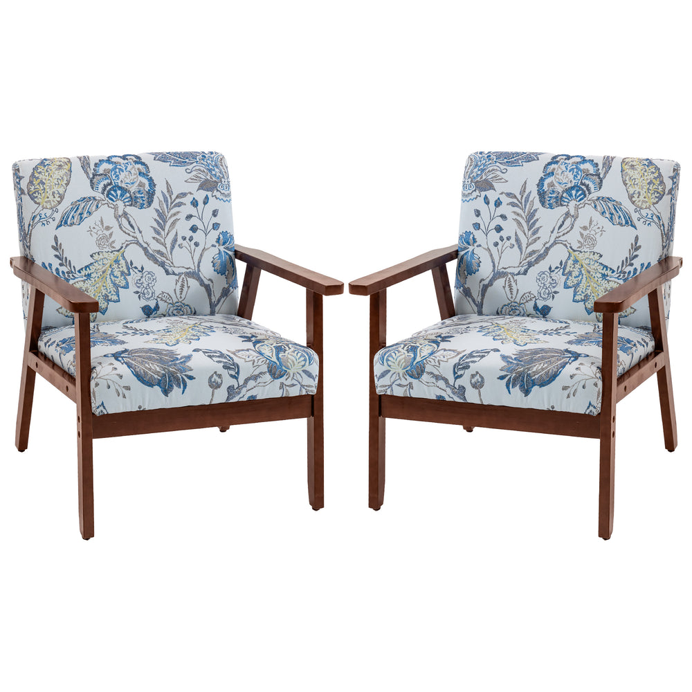 Lot de 2 fauteuils d'appoint modernes avec assise rembourrée, revêtement aspect lin