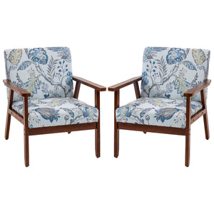 Lot de 2 fauteuils d'appoint modernes avec assise rembourrée, revêtement aspect lin