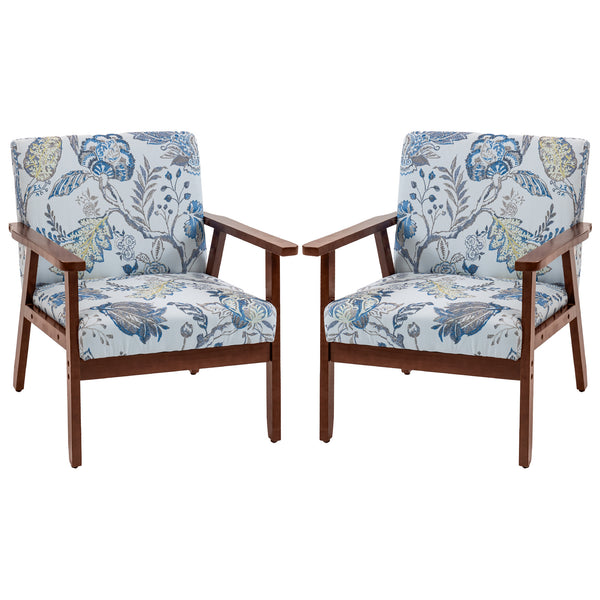 Lot de 2 fauteuils d'appoint modernes avec assise rembourrée, revêtement aspect lin