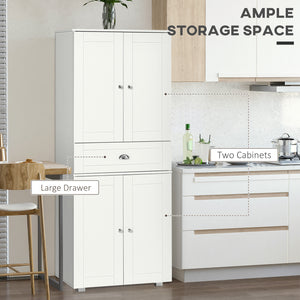 Meuble de rangement moderne avec 4 portes et 3 étagères réglables, blanc