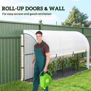 Lean-to greenhouse with doors and a zippered window