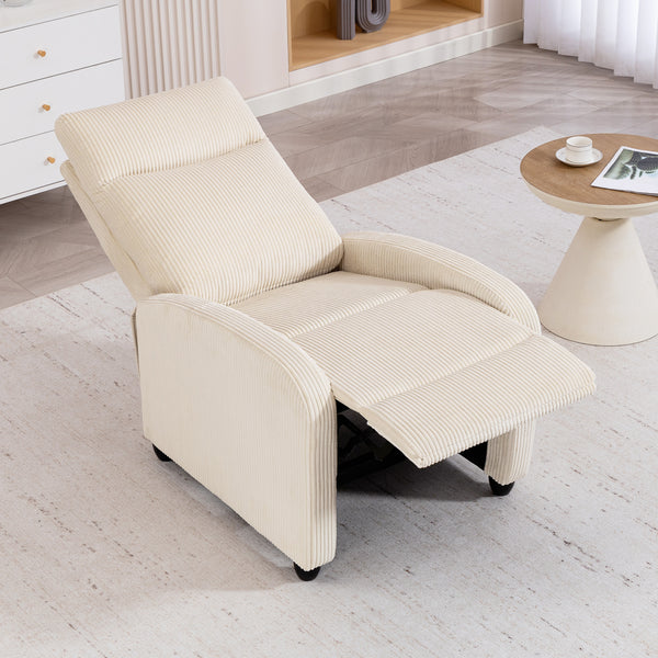 Fabric Recliner Chair Manual Home Theater Seating Single Reclining Sofa Chair with Padded Seat for Living Room, Beige