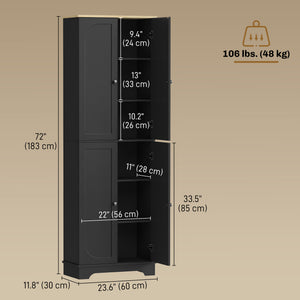 Storage cabinet with adjustable shelves and 4 doors, black.