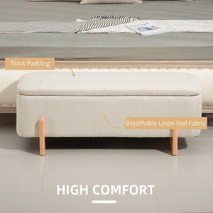 Banc ottoman avec rangement et assise rembourrée – Blanc crème