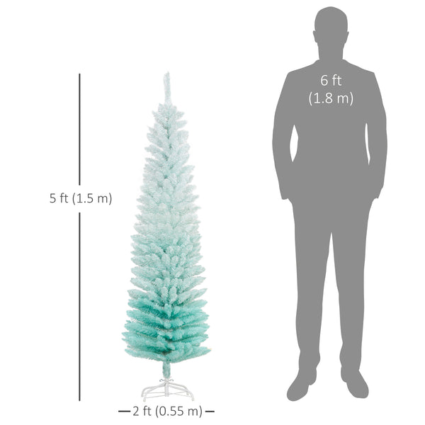 Sapin de Noël artificiel dégradé bleu de 5 pieds