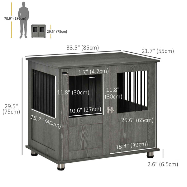 Meuble cage avec porte magnétique verrouillable, gris