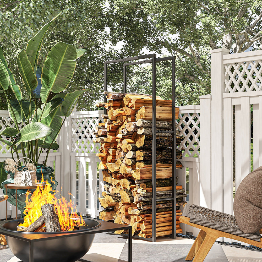 Black Heavy Duty Steel Adjustable Log Rack