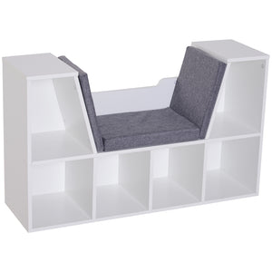 Bibliothèque 6 compartiments avec coussin d'assise, gris