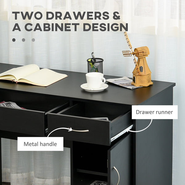 Bureau d'ordinateur avec tiroirs de rangement, armoire et étagère réglable, noir