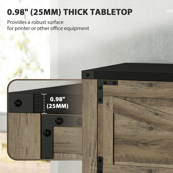 Classeur à 2 tiroirs de style campagnard avec barres de suspension réglables pour format lettre, A4, légal, gris