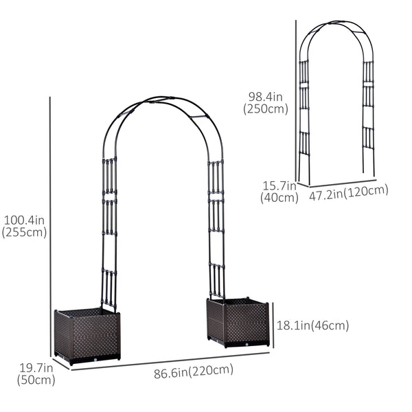 Arche de jardin avec deux jardinières, noir