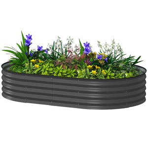 Jardinière d'extérieur surélevée en acier galvanisé avec tuteur en métal, gris foncé