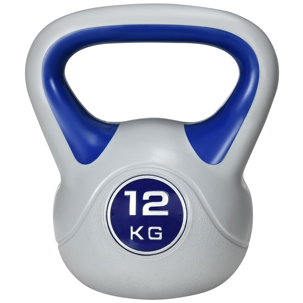 Kettlebell de 26 lb avec poignée large et base stable – Bleu foncé et gris