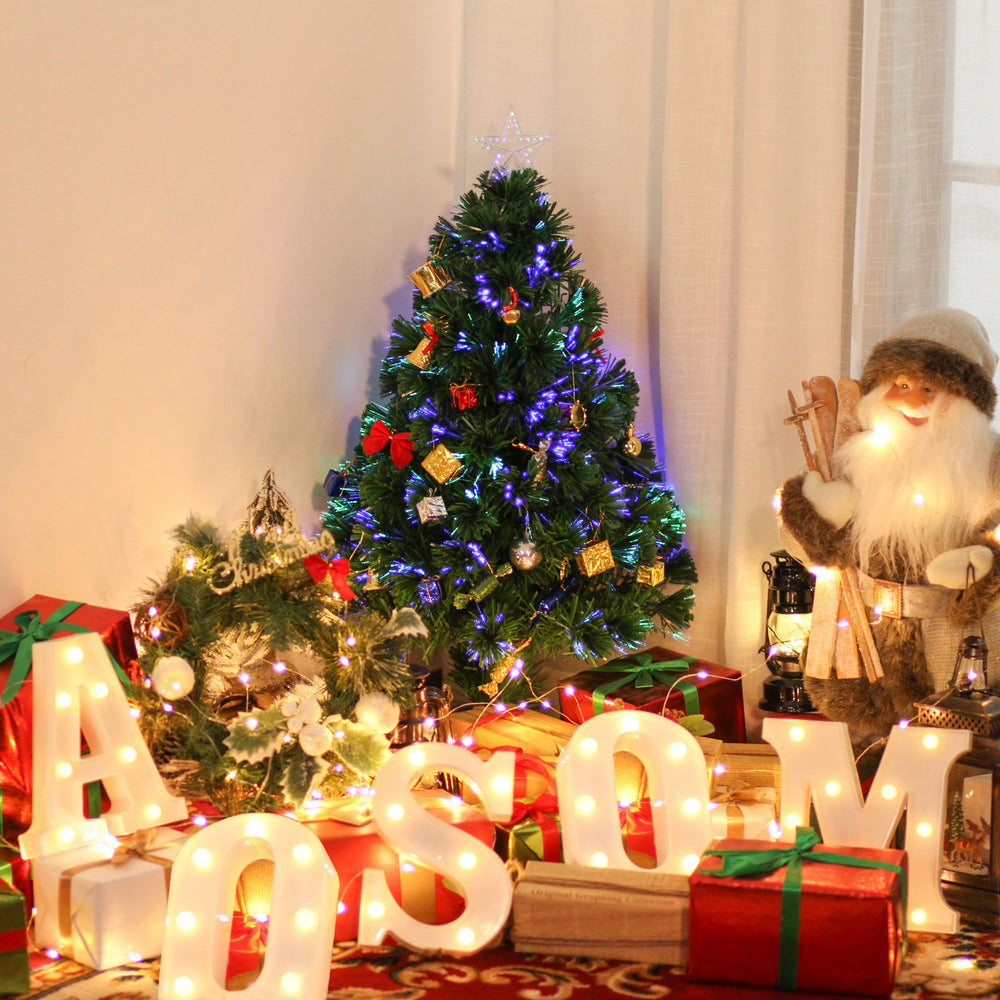 Petit sapin de Noël artificiel pré-éclairé de 2,5 pieds avec fibre optique