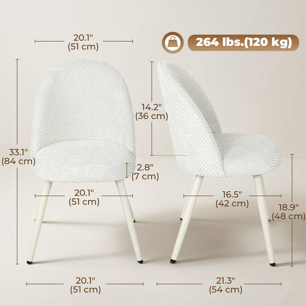 Chaises de salle à manger en velours blanc – Ensemble de 2