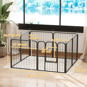 8-Panel Dog Playpen with Gate and Strap