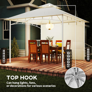 10' x 10' Patio Gazebo, Double Roof Outdoor Gazebo Canopy Shelter with Storage, Hook, Metal Frame, Cream White