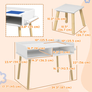 3-in-1 Table and Chair Set for Playing, Drawing, Reading, Art, Crafts, Playroom, Blue