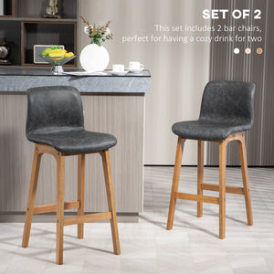 Set of 2 modern bar stools, grey