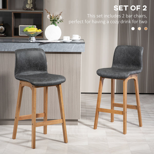 Set of 2 modern bar stools, grey