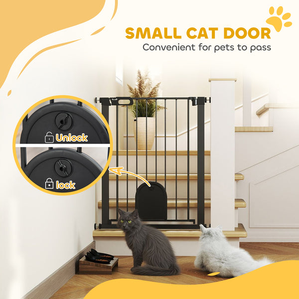 Barrière de sécurité extra large avec petite porte, noire
