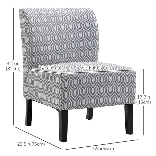 Fauteuil d'appoint sans accoudoirs avec pieds en bois, gris