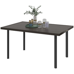 Table à manger d'extérieur avec trou pour paraso, table de patio en acier pour 6 personnes, marron foncé