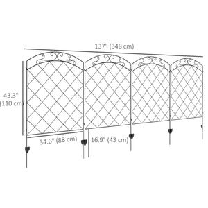 Lot de 4 panneaux de clôture décoratifs pour jardin, noir