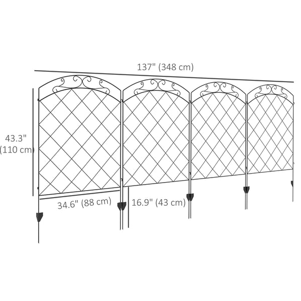 Lot de 4 panneaux de clôture décoratifs pour jardin, noir