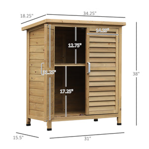 Abri de jardin en bois avec 2 portes, naturel