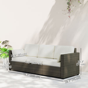 3-seater outdoor sofa with PE rattan cushions, cream white
