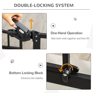 Barrière pour chien extra large avec chatière intégrée, noire