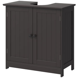 Meuble sous lavabo avec 2 portes et étagère, couleur café