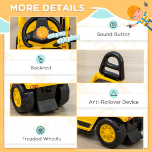 Self-propelled excavator without engine, with realistic sound and storage, for children aged 2 to 4 years, 83 x 27 x 39 cm, yellow