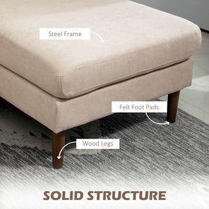 U-shaped sofa with double chaise longue, modern 4-seater sofa with wooden legs, beige