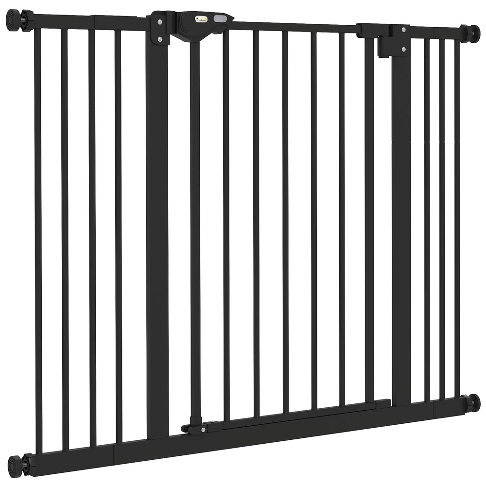 Barrière pour animaux de compagnie avec porte, noire