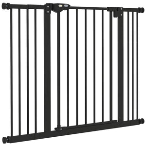 Barrière pour animaux de compagnie avec porte, noire