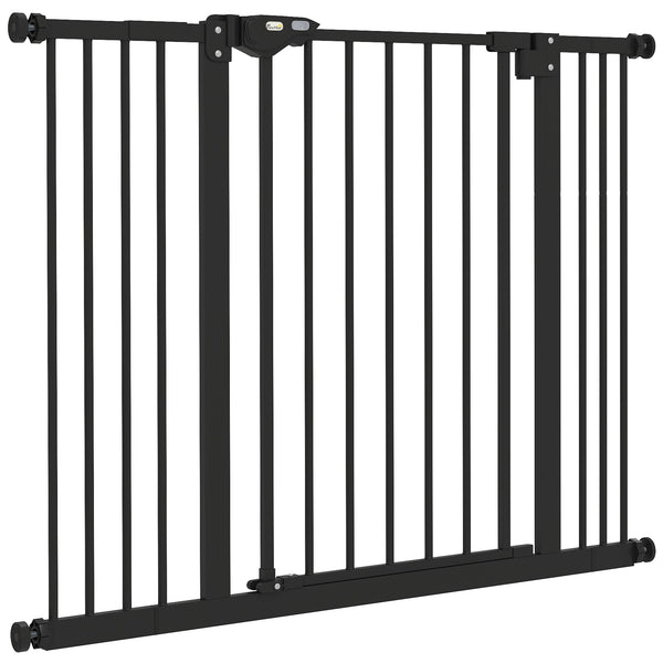 Barrière pour animaux de compagnie avec porte, noire